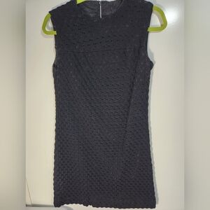 Vintage Black Textured Dress Made Between 1955-1995, Size 13